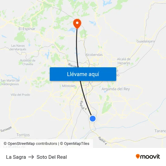 La Sagra to Soto Del Real map