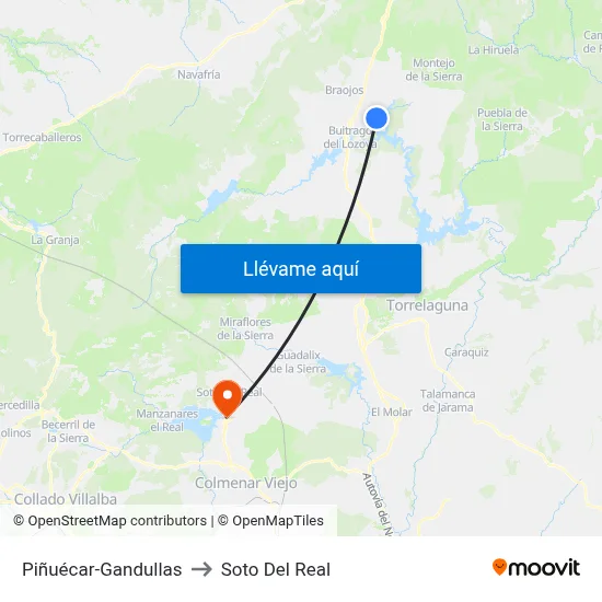 Piñuécar-Gandullas to Soto Del Real map