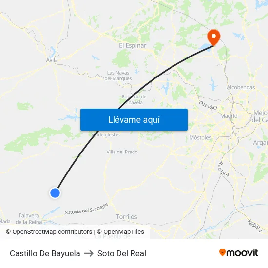 Castillo De Bayuela to Soto Del Real map
