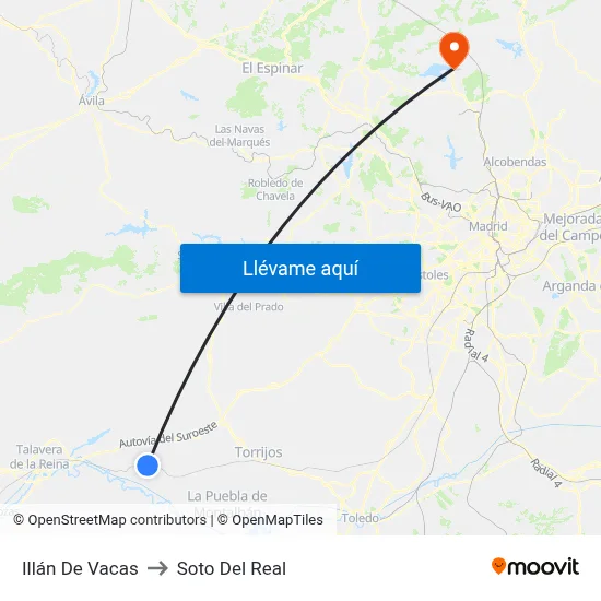 Illán De Vacas to Soto Del Real map