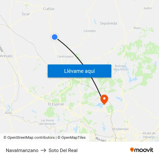 Navalmanzano to Soto Del Real map