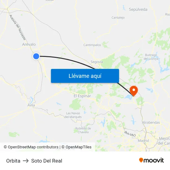 Orbita to Soto Del Real map
