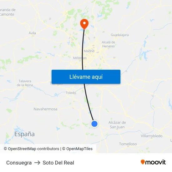 Consuegra to Soto Del Real map