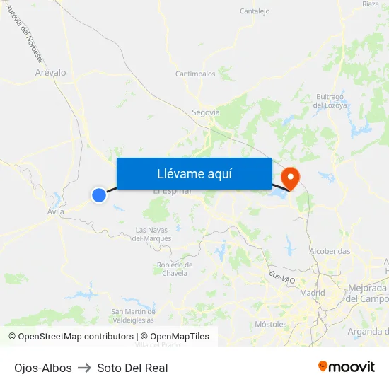 Ojos-Albos to Soto Del Real map