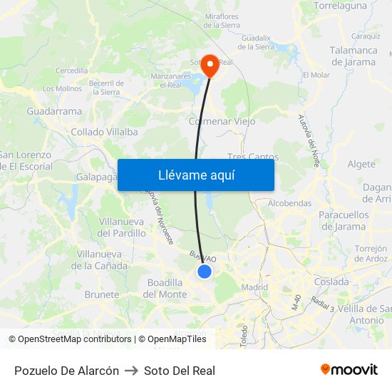 Pozuelo De Alarcón to Soto Del Real map