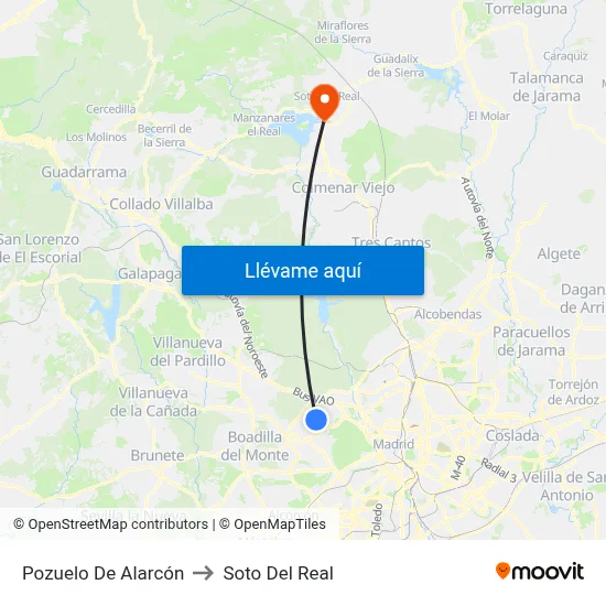 Pozuelo De Alarcón to Soto Del Real map