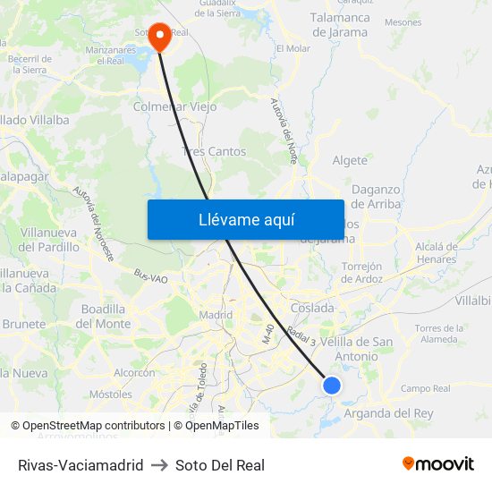 Rivas-Vaciamadrid to Soto Del Real map