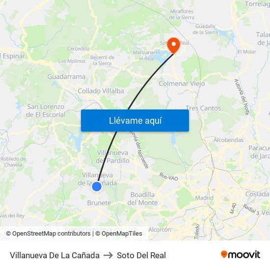 Villanueva De La Cañada to Soto Del Real map
