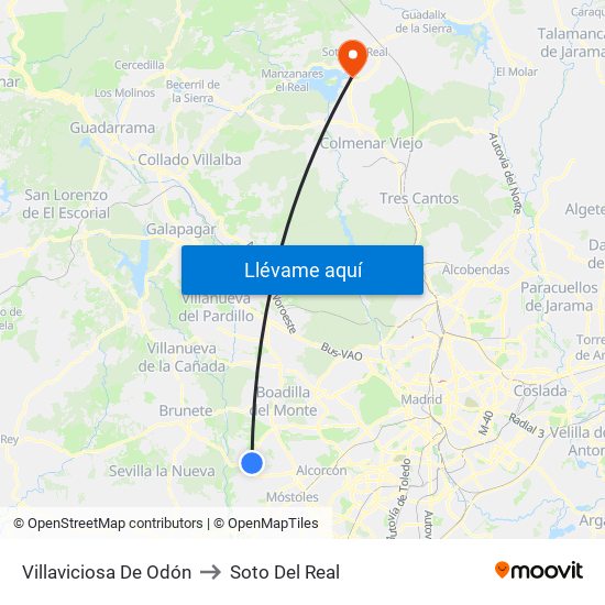 Villaviciosa De Odón to Soto Del Real map