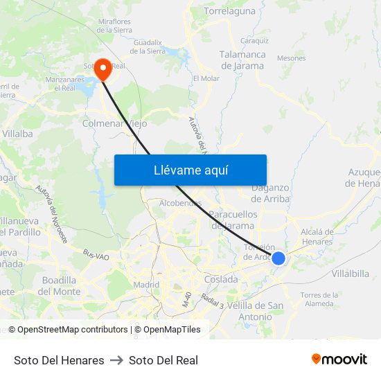 Soto Del Henares to Soto Del Real map