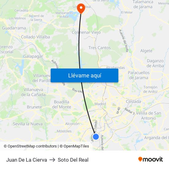 Juan De La Cierva to Soto Del Real map