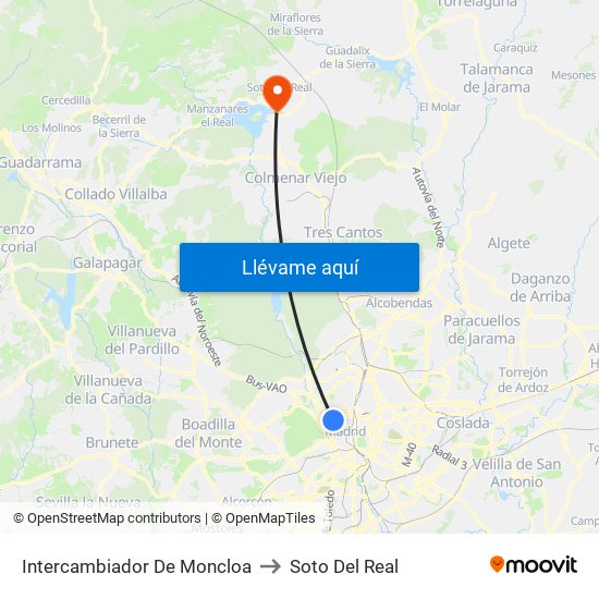 Intercambiador De Moncloa to Soto Del Real map