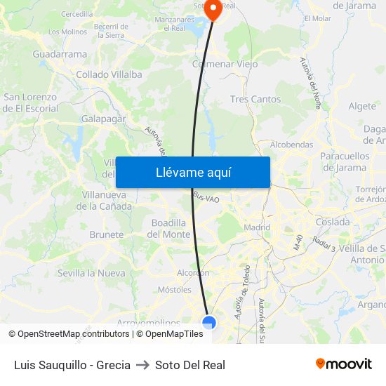 Luis Sauquillo - Grecia to Soto Del Real map