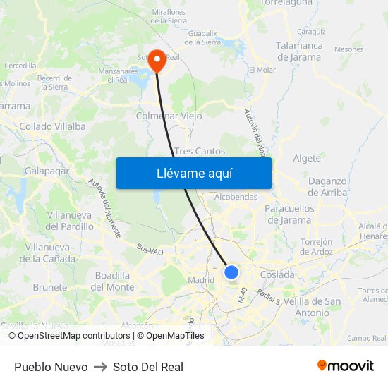 Pueblo Nuevo to Soto Del Real map