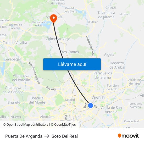 Puerta De Arganda to Soto Del Real map