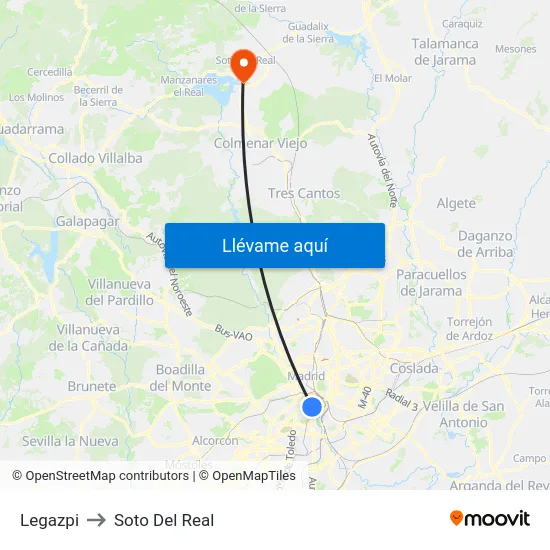 Legazpi to Soto Del Real map
