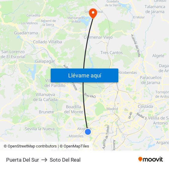 Puerta Del Sur to Soto Del Real map