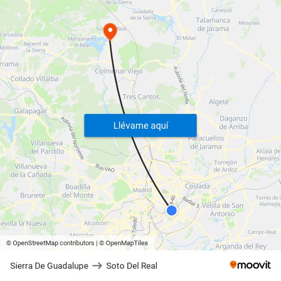 Sierra De Guadalupe to Soto Del Real map