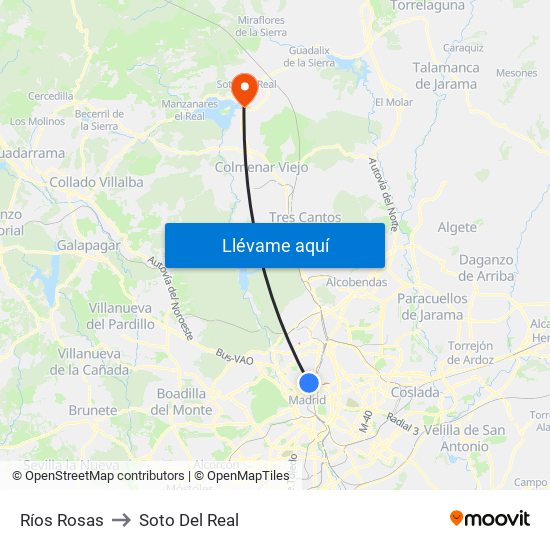 Ríos Rosas to Soto Del Real map