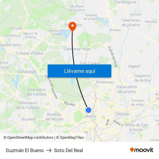 Guzmán El Bueno to Soto Del Real map