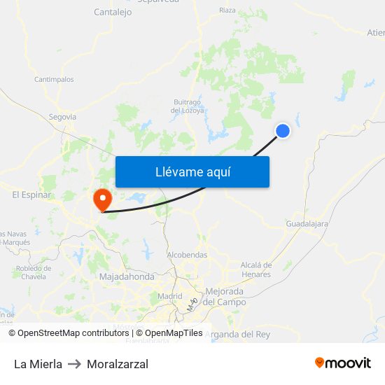 La Mierla to Moralzarzal map