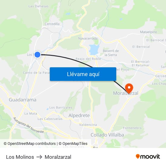 Los Molinos to Moralzarzal map