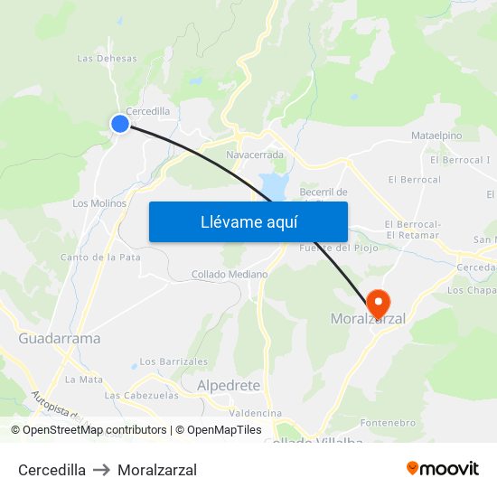 Cercedilla to Moralzarzal map