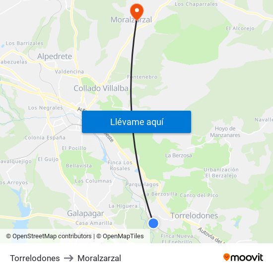 Torrelodones to Moralzarzal map