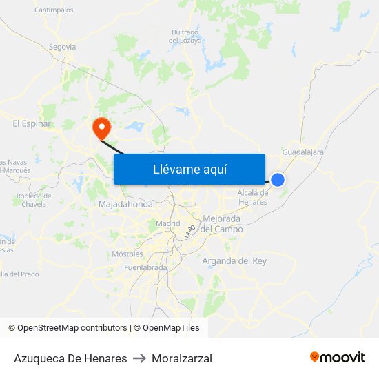 Azuqueca De Henares to Moralzarzal map