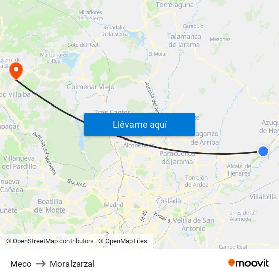 Meco to Moralzarzal map