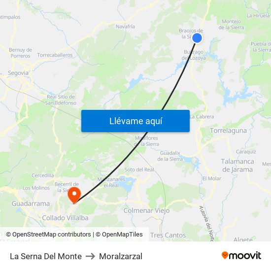 La Serna Del Monte to Moralzarzal map