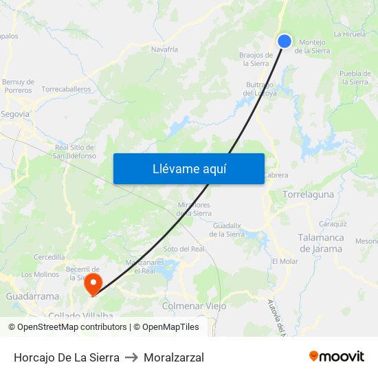 Horcajo De La Sierra to Moralzarzal map