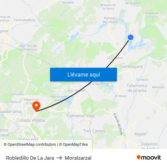 Robledillo De La Jara to Moralzarzal map