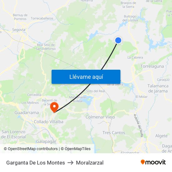 Garganta De Los Montes to Moralzarzal map