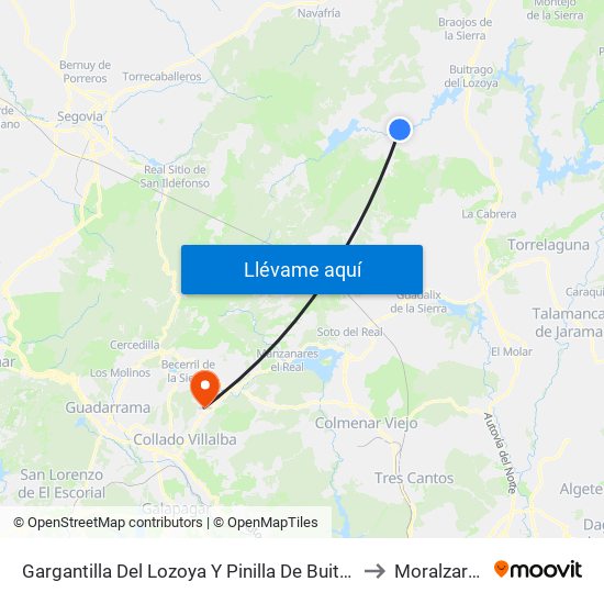 Gargantilla Del Lozoya Y Pinilla De Buitrago to Moralzarzal map