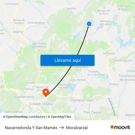 Navarredonda Y San Mamés to Moralzarzal map