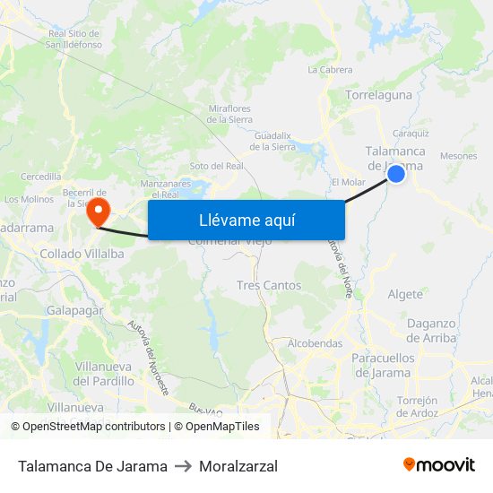Talamanca De Jarama to Moralzarzal map