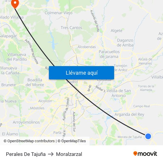 Perales De Tajuña to Moralzarzal map