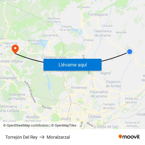 Torrejón Del Rey to Moralzarzal map