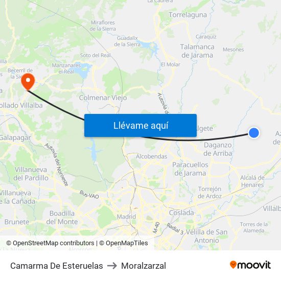 Camarma De Esteruelas to Moralzarzal map