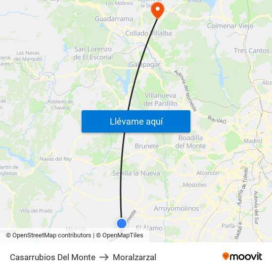 Casarrubios Del Monte to Moralzarzal map