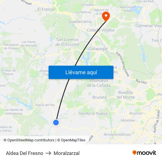 Aldea Del Fresno to Moralzarzal map