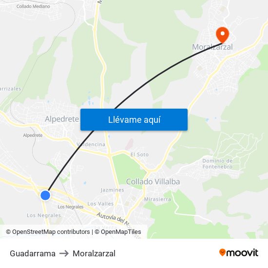 Guadarrama to Moralzarzal map