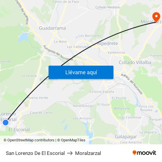 San Lorenzo De El Escorial to Moralzarzal map