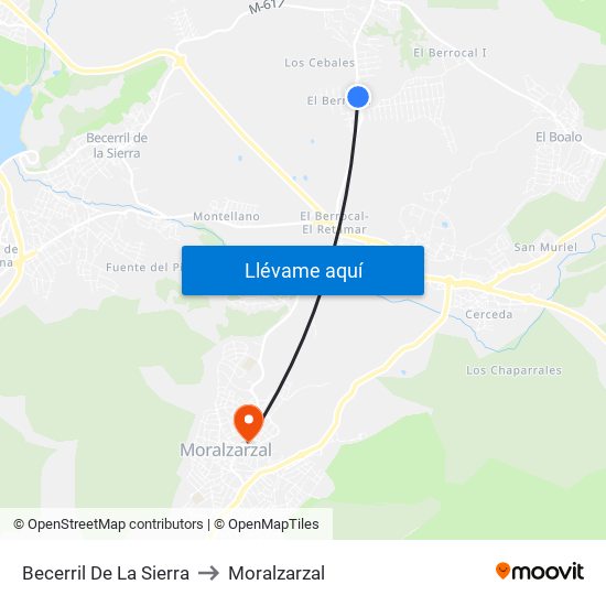 Becerril De La Sierra to Moralzarzal map
