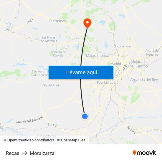 Recas to Moralzarzal map