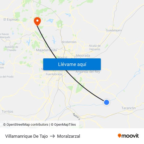 Villamanrique De Tajo to Moralzarzal map