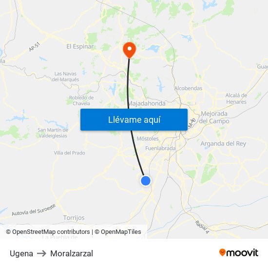 Ugena to Moralzarzal map