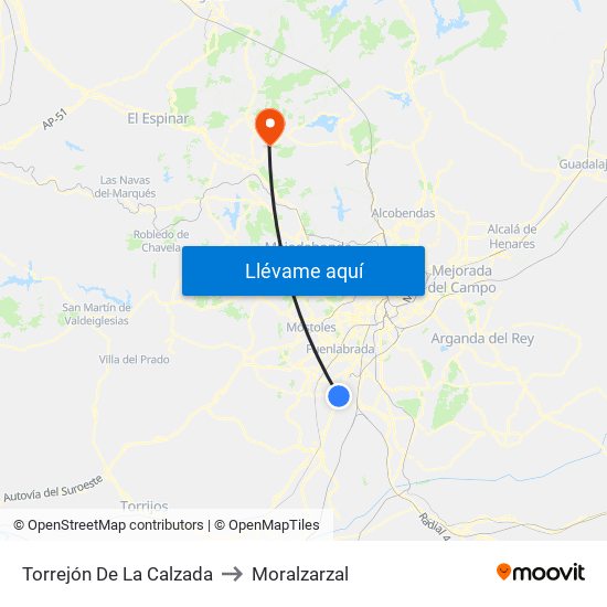 Torrejón De La Calzada to Moralzarzal map