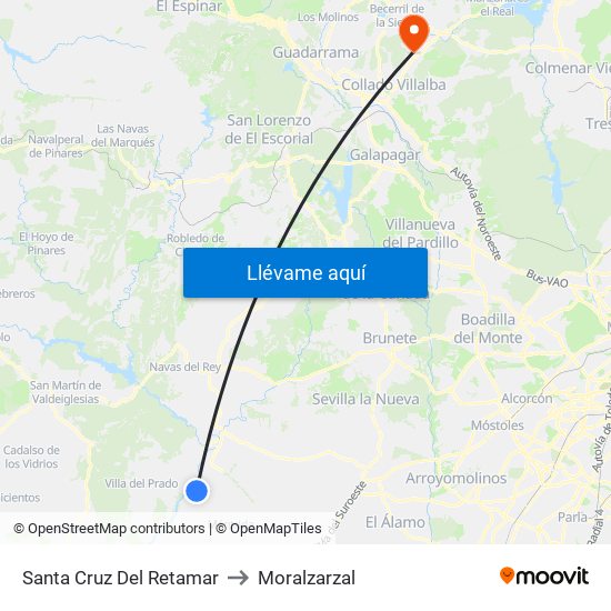 Santa Cruz Del Retamar to Moralzarzal map